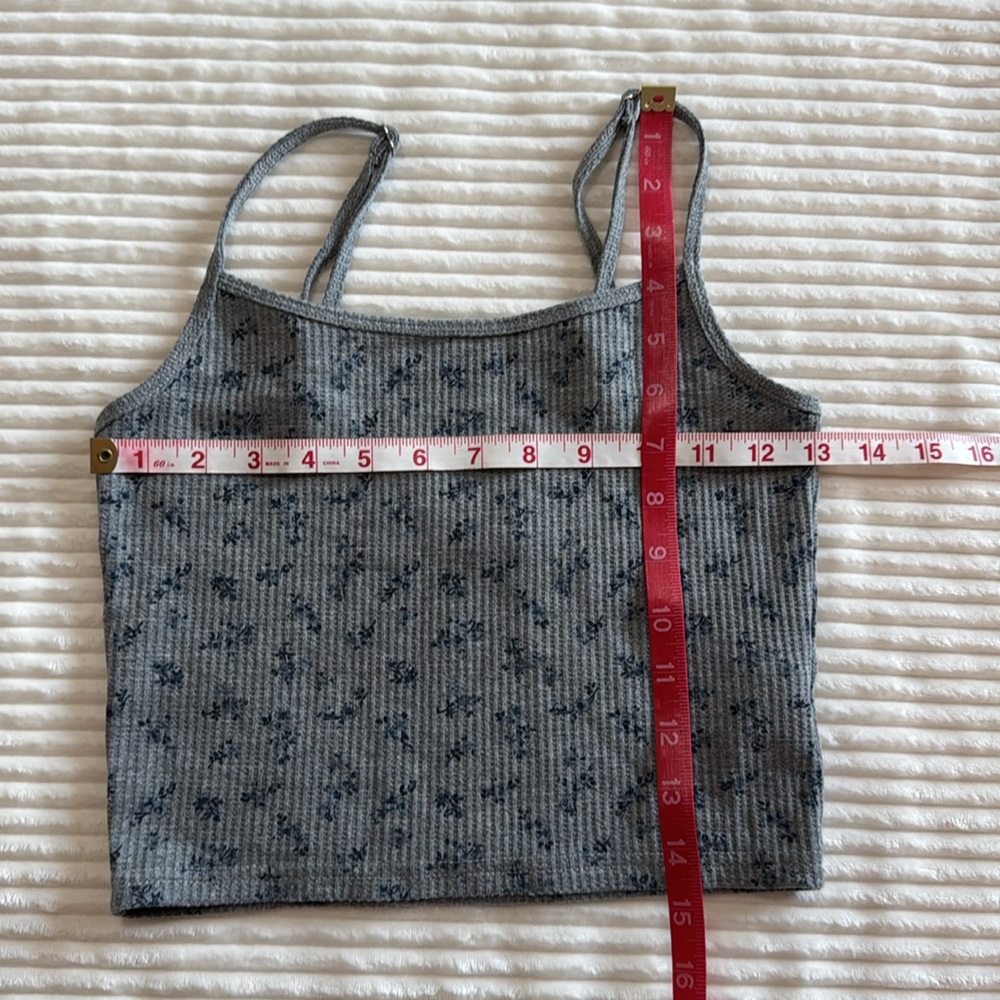 Edikted Set of 2 Spaghetti Strap Cropped Ribbed Tank Tops Floral Stripe Lace XS - Picture 9 of 14